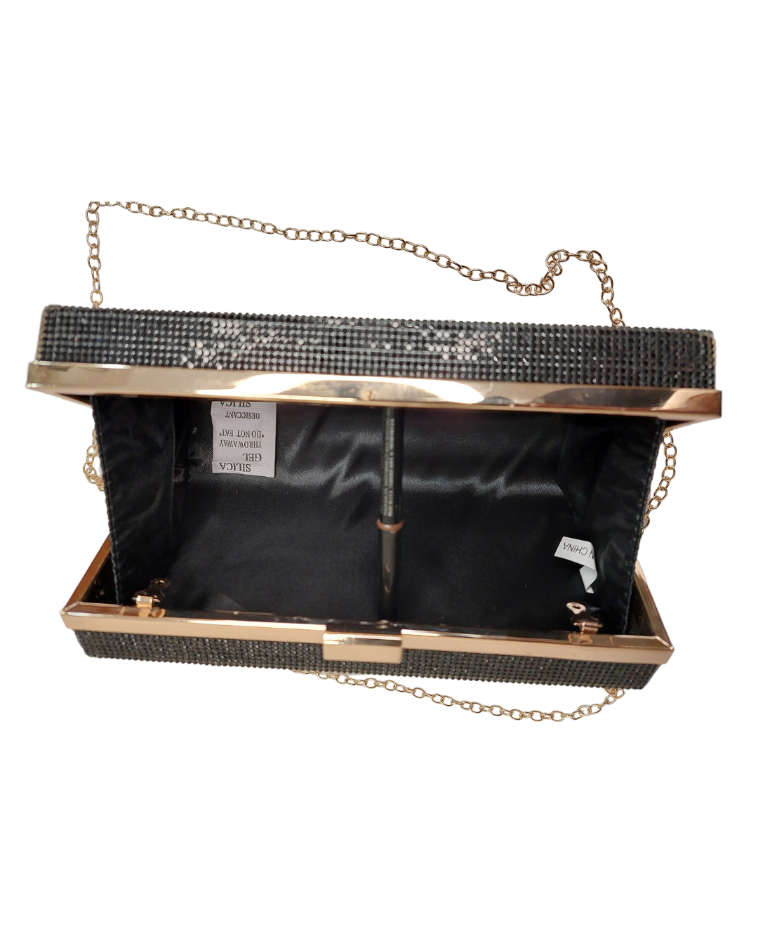 Black and Gold Clutch w/chain